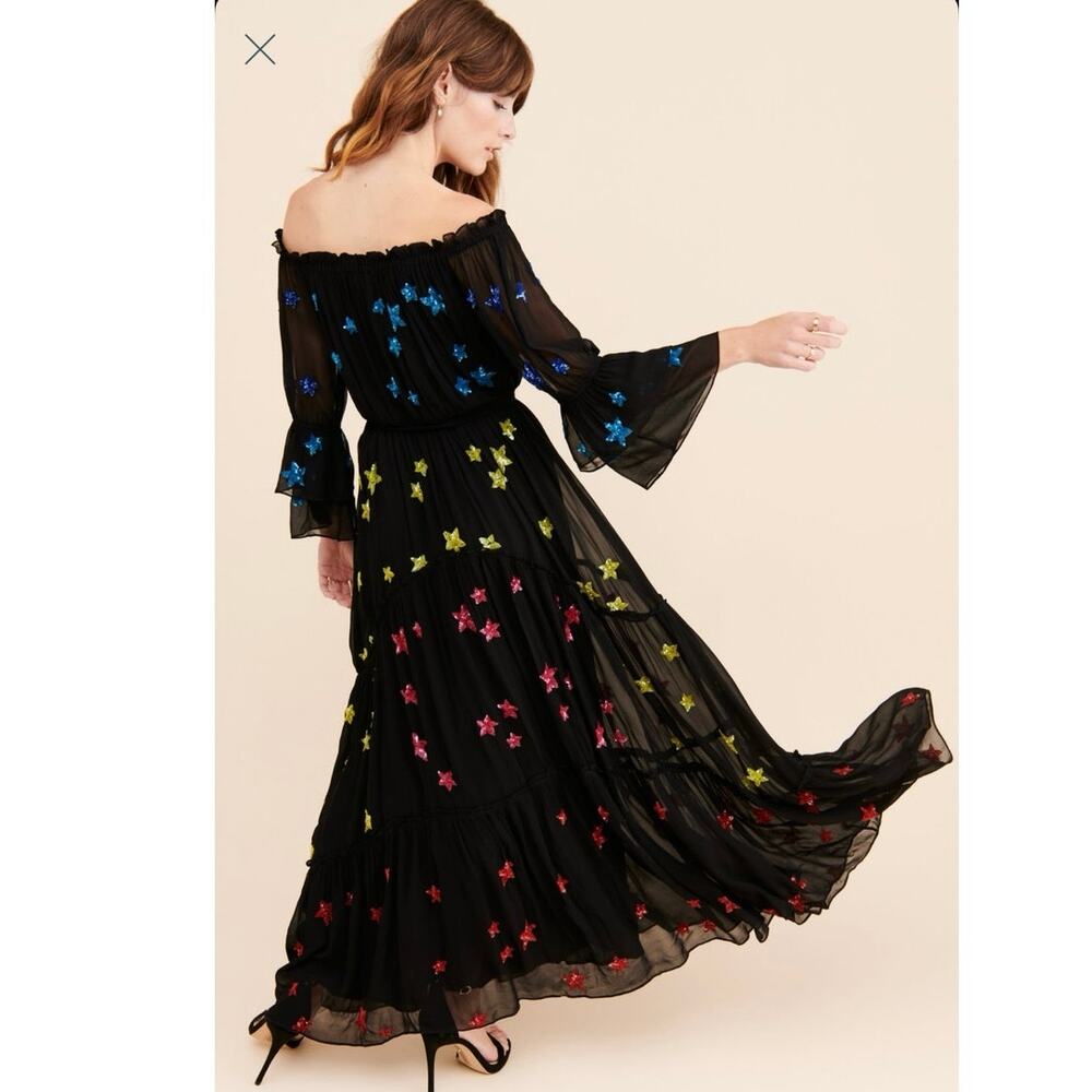 Rococo Sand Etoile Sequin Star Maxi Dress Stars in Her Eyes Anthropologie - Sz S - Picture 3 of 8
